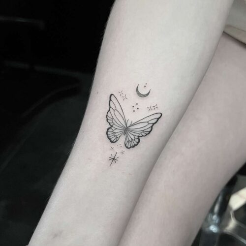 Fine-line-Butterfly-Forearm-Tattoo